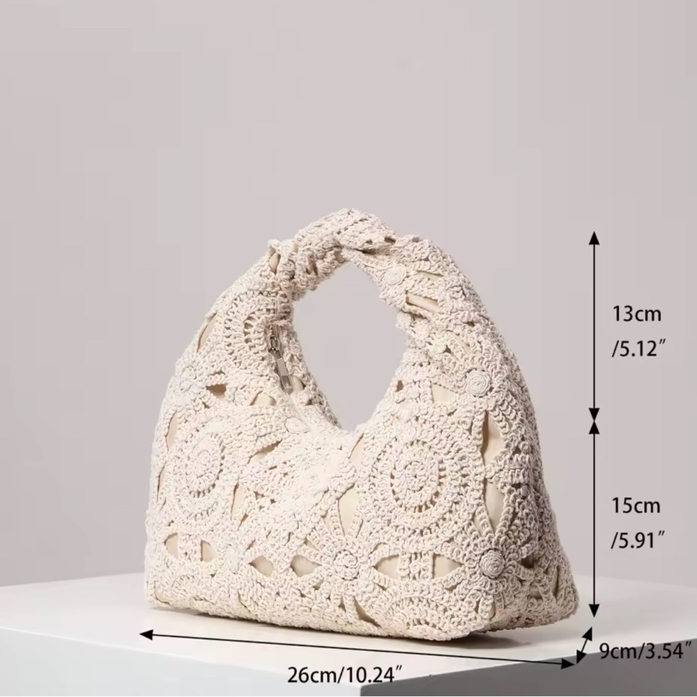 Chic Cream Crochet Shoulder Bag